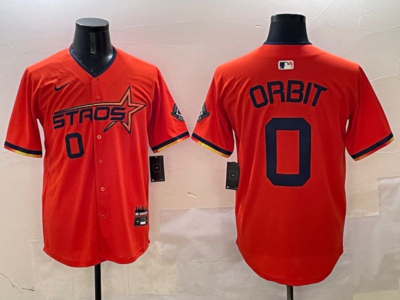 Men Houston Astros #0 Orbit Orange Three generations Joint Name 2025 Nike MLB Jersey style 3->houston astros->MLB Jersey